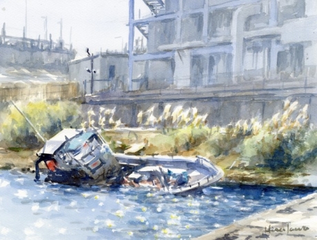 工場地帯の廃船：F6