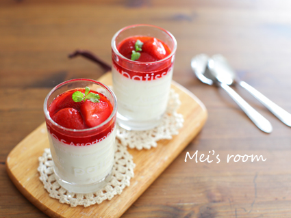 苺×ホワイトチョコプリン　レシピ